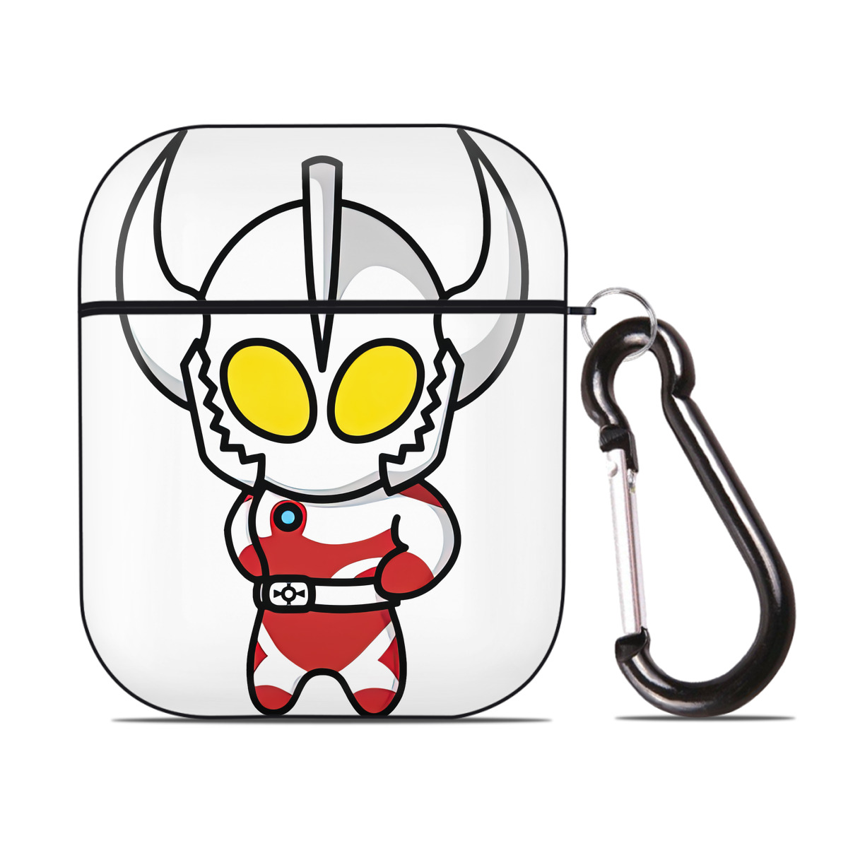 （画像用） ウルトラマン Ultraman AirPods 第2世代保護ケース ハードシェル ブラック 耐衝撃・防指紋・カラビナ付き