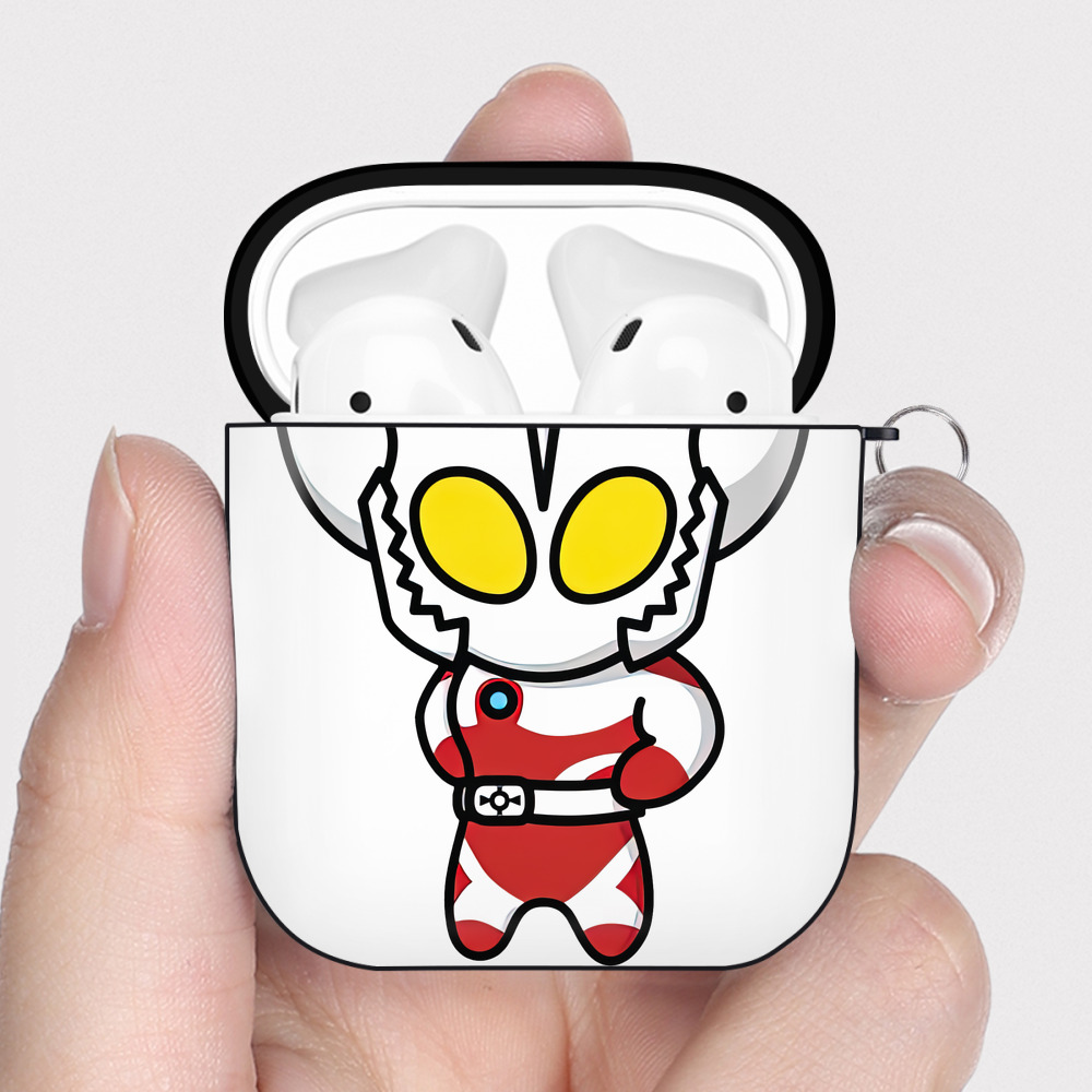 （画像用） ウルトラマン Ultraman AirPods 第2世代保護ケース ハードシェル ブラック 耐衝撃・防指紋・カラビナ付き