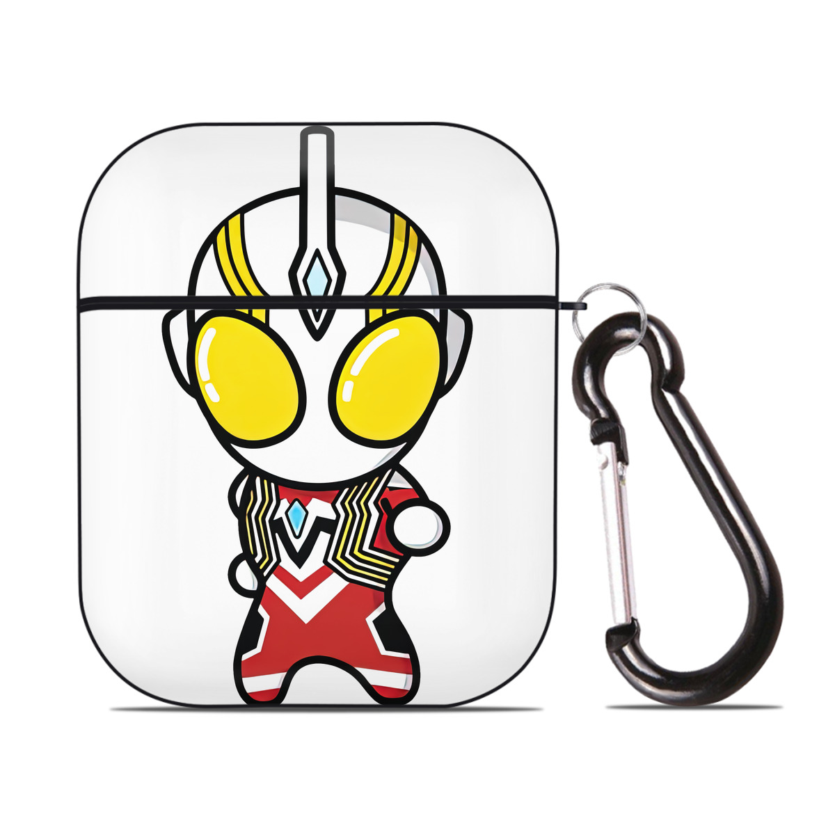（画像用） ウルトラマン Ultraman AirPods 第2世代保護ケース ハードシェル ブラック 耐衝撃・防指紋・カラビナ付き