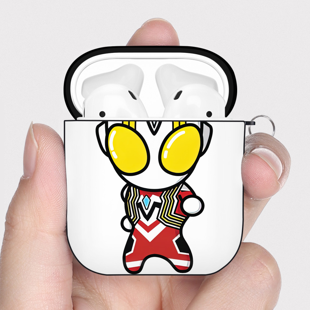 （画像用） ウルトラマン Ultraman AirPods 第2世代保護ケース ハードシェル ブラック 耐衝撃・防指紋・カラビナ付き