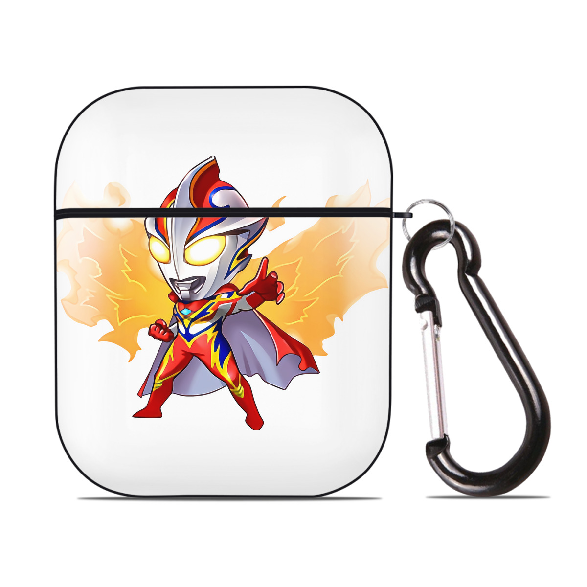 （画像用） ウルトラマン Ultraman AirPods 第2世代保護ケース ハードシェル ブラック 耐衝撃・防指紋・カラビナ付き