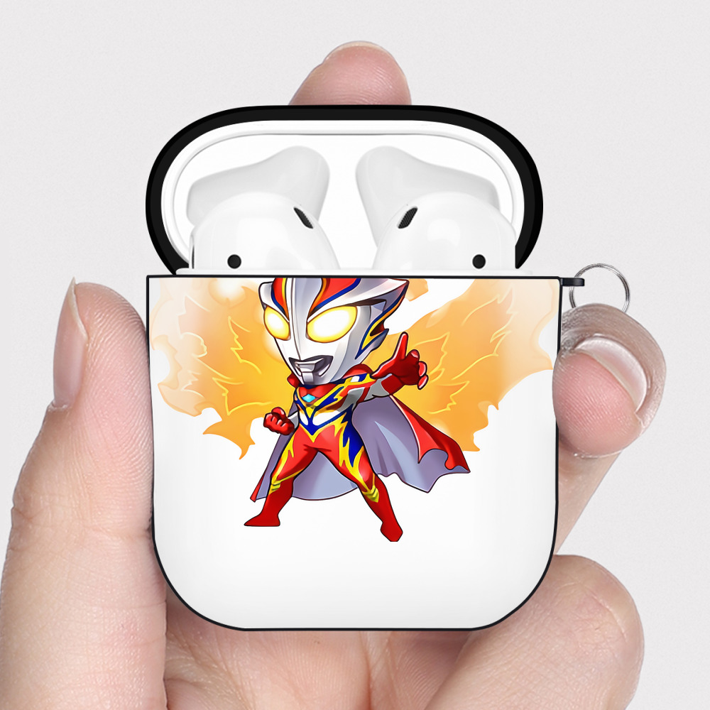 （画像用） ウルトラマン Ultraman AirPods 第2世代保護ケース ハードシェル ブラック 耐衝撃・防指紋・カラビナ付き