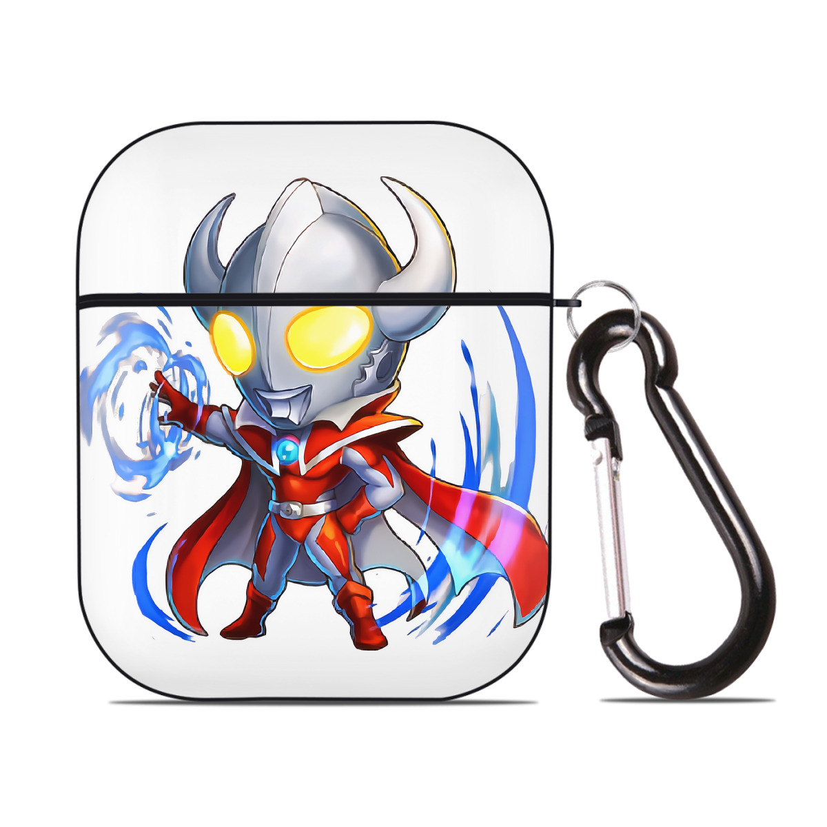 （画像用） ウルトラマン Ultraman AirPods 第2世代保護ケース ハードシェル ブラック 耐衝撃・防指紋・カラビナ付き