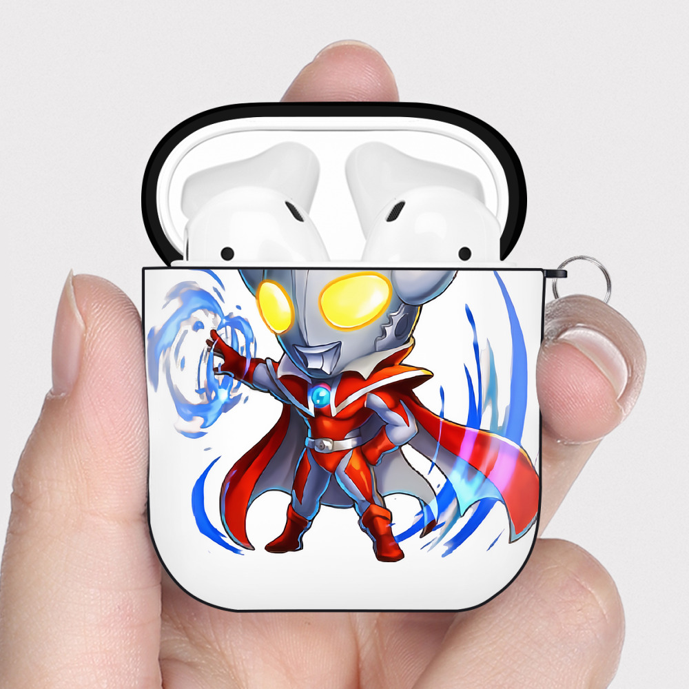 （画像用） ウルトラマン Ultraman AirPods 第2世代保護ケース ハードシェル ブラック 耐衝撃・防指紋・カラビナ付き