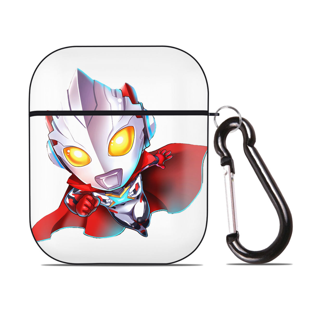 （画像用） ウルトラマン Ultraman AirPods 第2世代保護ケース ハードシェル ブラック 耐衝撃・防指紋・カラビナ付き