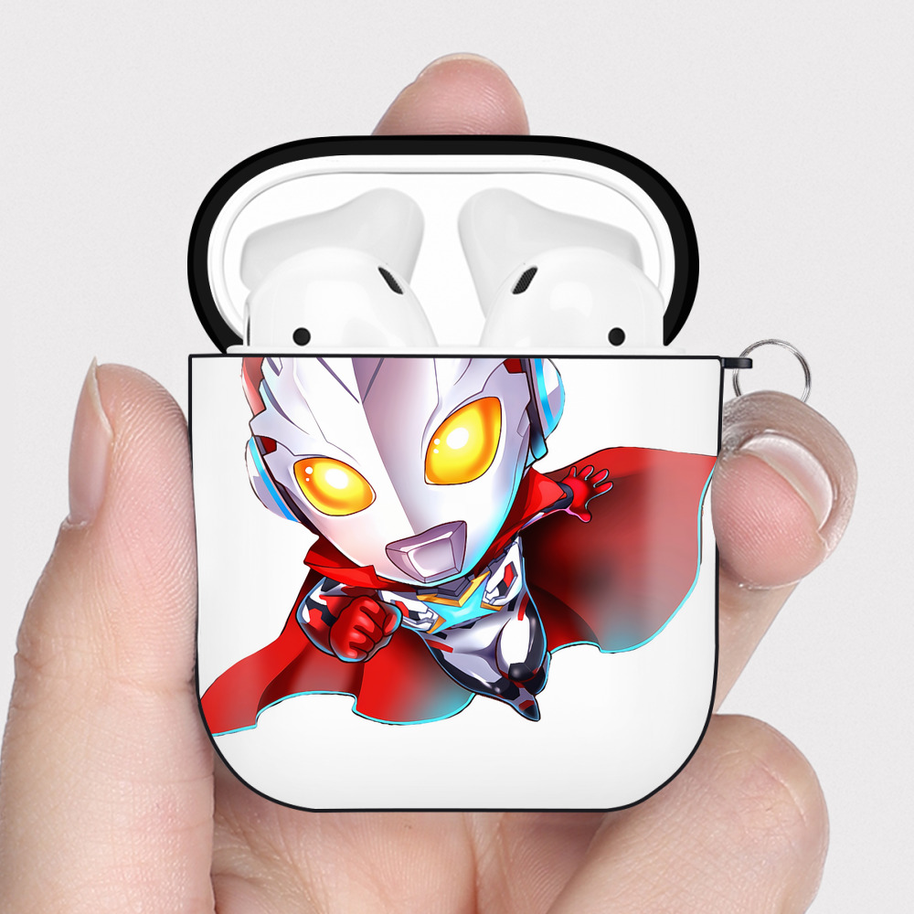 （画像用） ウルトラマン Ultraman AirPods 第2世代保護ケース ハードシェル ブラック 耐衝撃・防指紋・カラビナ付き