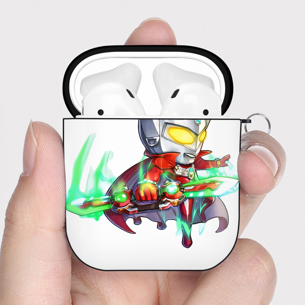 （画像用） ウルトラマン Ultraman AirPods 第2世代保護ケース ハードシェル ブラック 耐衝撃・防指紋・カラビナ付き