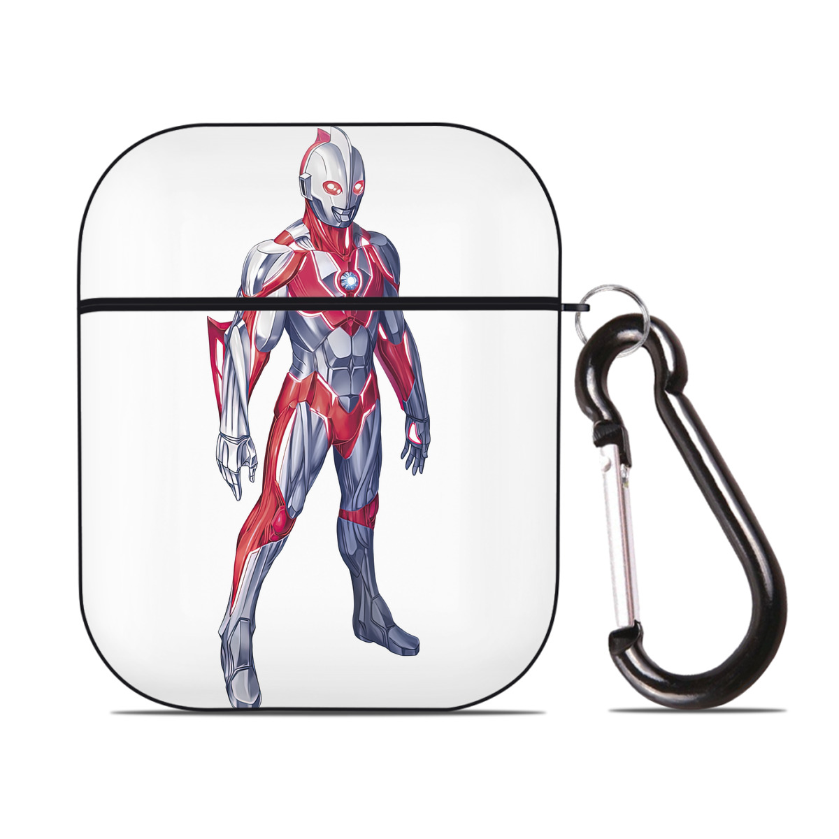 （画像用） ウルトラマン Ultraman AirPods 第2世代保護ケース ハードシェル ブラック 耐衝撃・防指紋・カラビナ付き