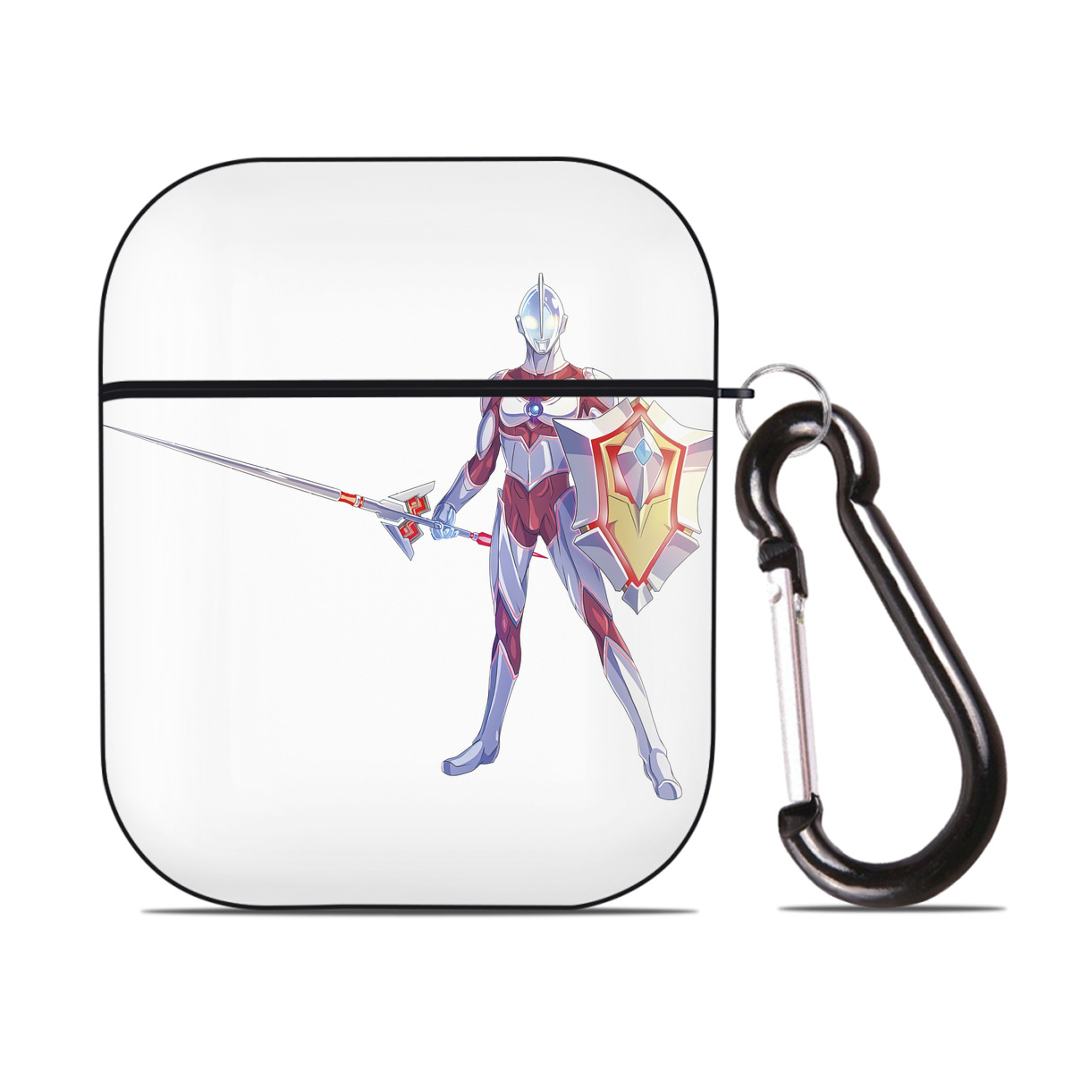 （画像用） ウルトラマン Ultraman AirPods 第2世代保護ケース ハードシェル ブラック 耐衝撃・防指紋・カラビナ付き