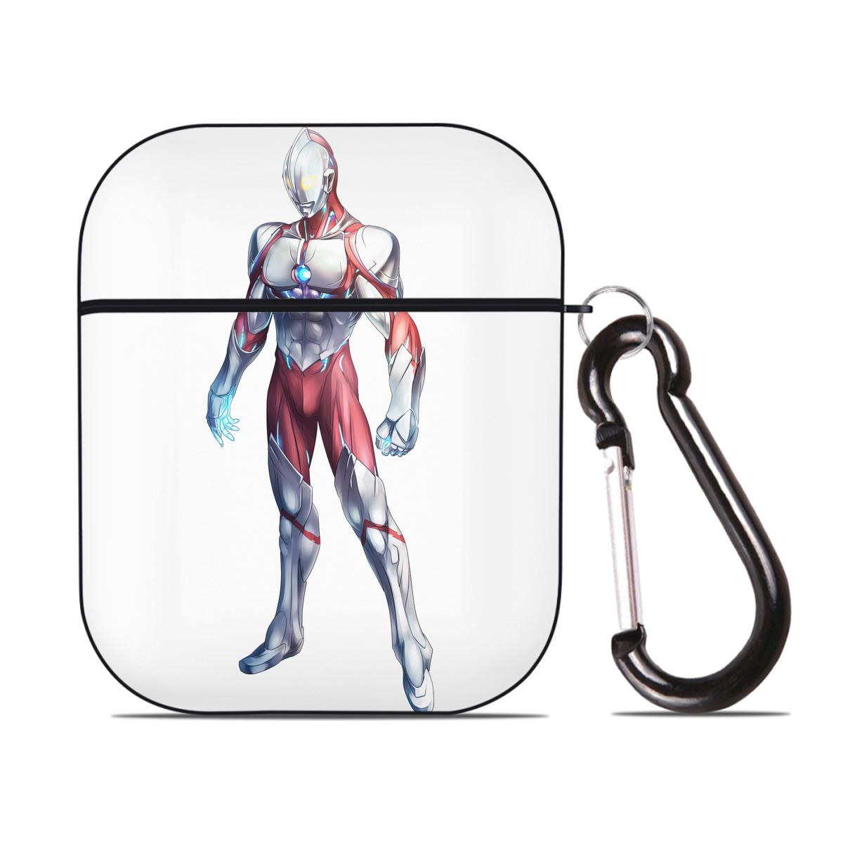 （画像用） ウルトラマン Ultraman AirPods 第2世代保護ケース ハードシェル ブラック 耐衝撃・防指紋・カラビナ付き