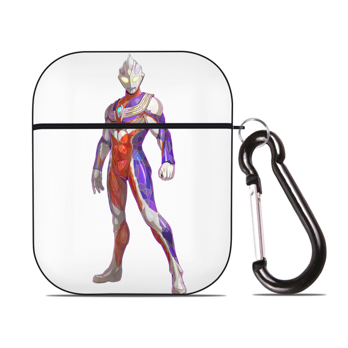 （画像用） ウルトラマン Ultraman AirPods 第2世代保護ケース ハードシェル ブラック 耐衝撃・防指紋・カラビナ付き