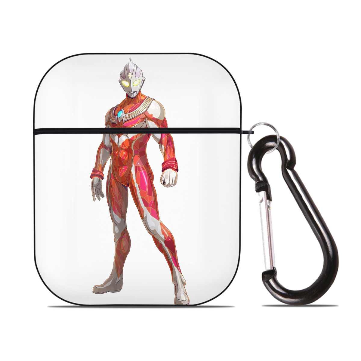 （画像用） ウルトラマン Ultraman AirPods 第2世代保護ケース ハードシェル ブラック 耐衝撃・防指紋・カラビナ付き