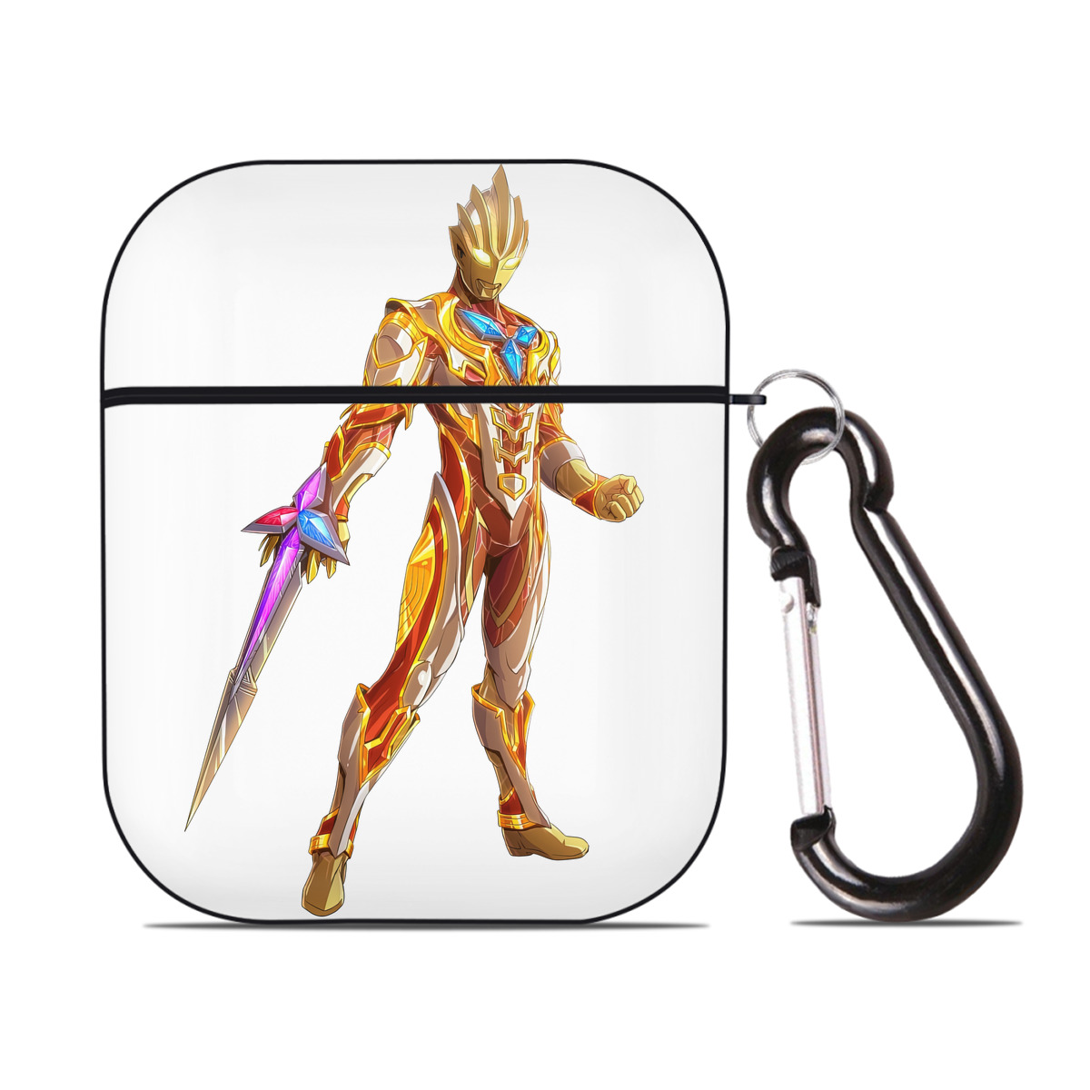 （画像用） ウルトラマン Ultraman AirPods 第2世代保護ケース ハードシェル ブラック 耐衝撃・防指紋・カラビナ付き
