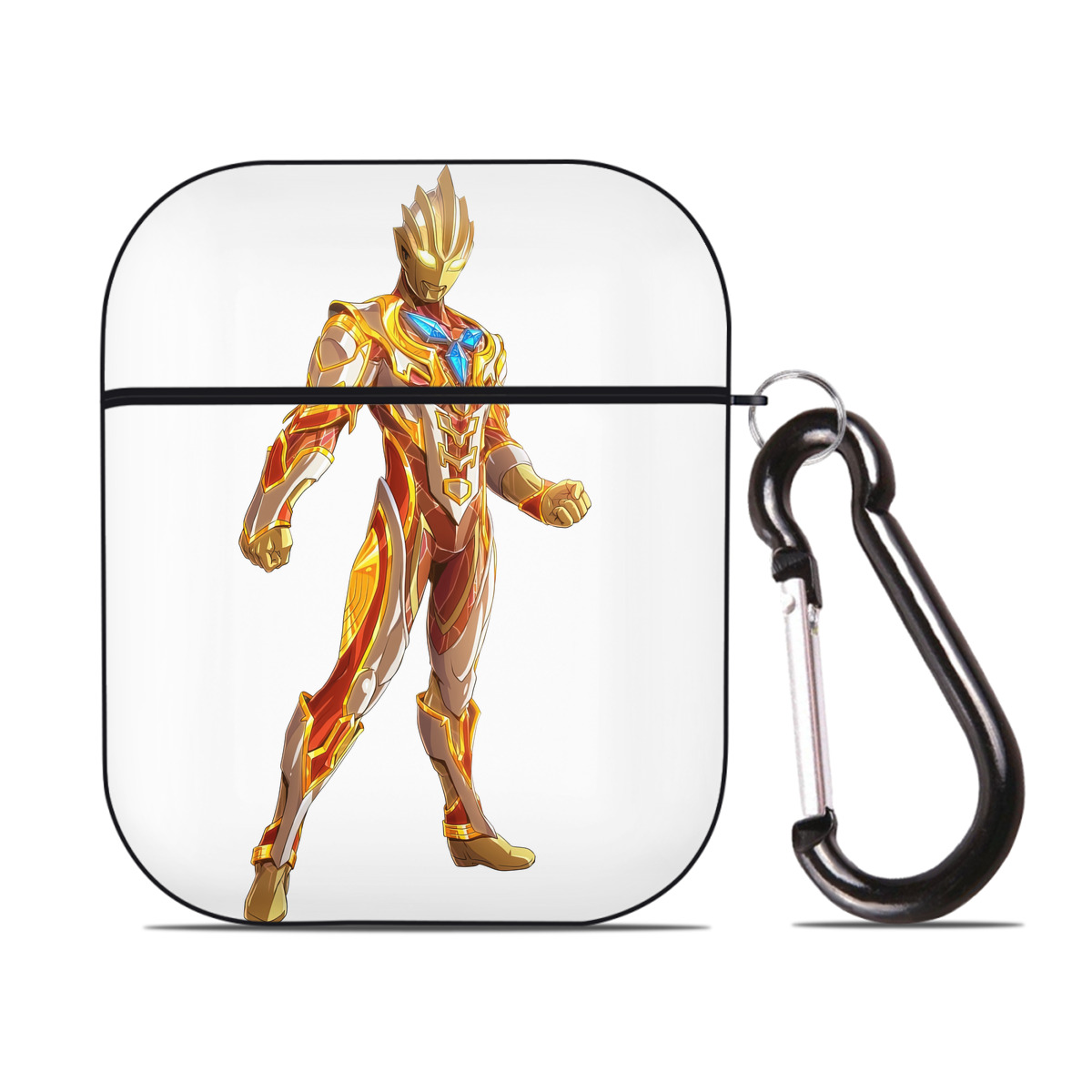 （画像用） ウルトラマン Ultraman AirPods 第2世代保護ケース ハードシェル ブラック 耐衝撃・防指紋・カラビナ付き