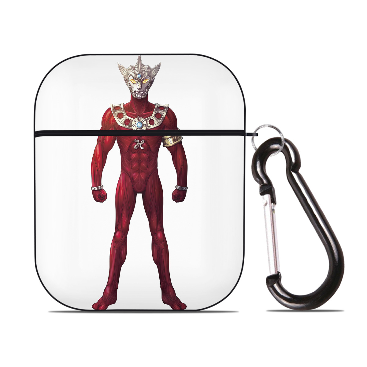 （画像用） ウルトラマン Ultraman AirPods 第2世代保護ケース ハードシェル ブラック 耐衝撃・防指紋・カラビナ付き