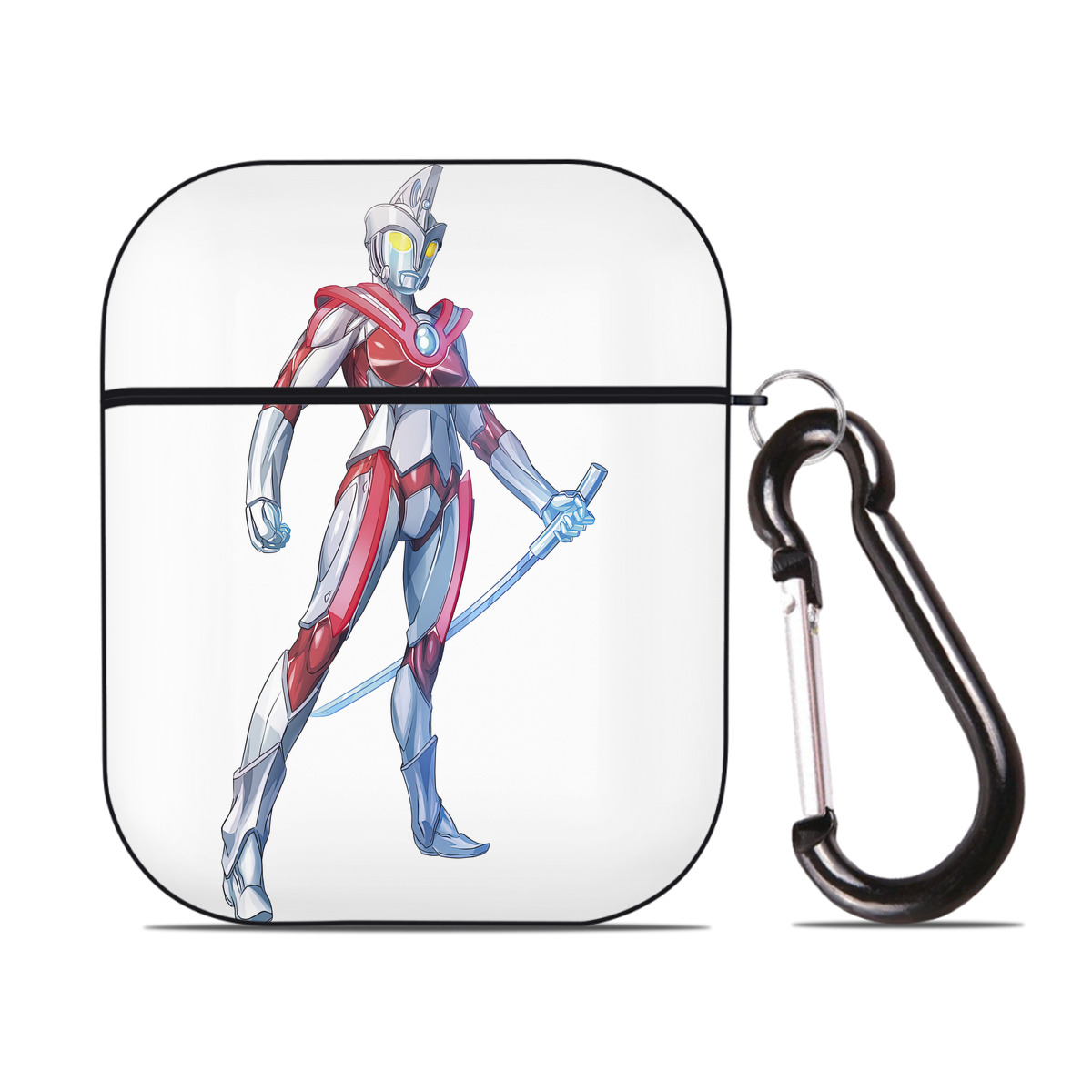 （画像用） ウルトラマン Ultraman AirPods 第2世代保護ケース ハードシェル ブラック 耐衝撃・防指紋・カラビナ付き