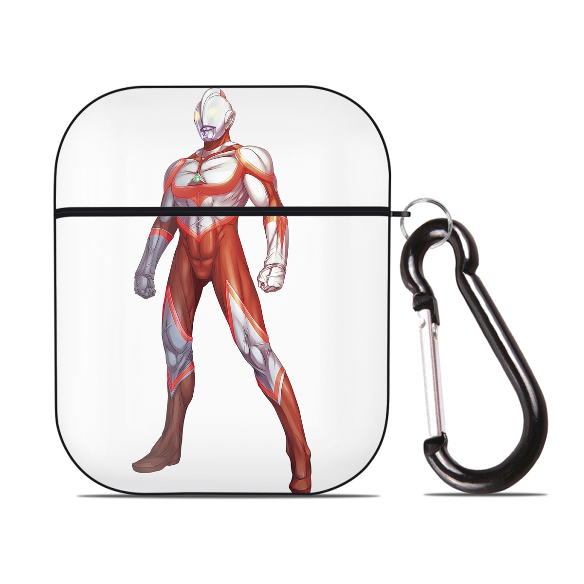 （画像用） ウルトラマン Ultraman AirPods 第2世代保護ケース ハードシェル ブラック 耐衝撃・防指紋・カラビナ付き