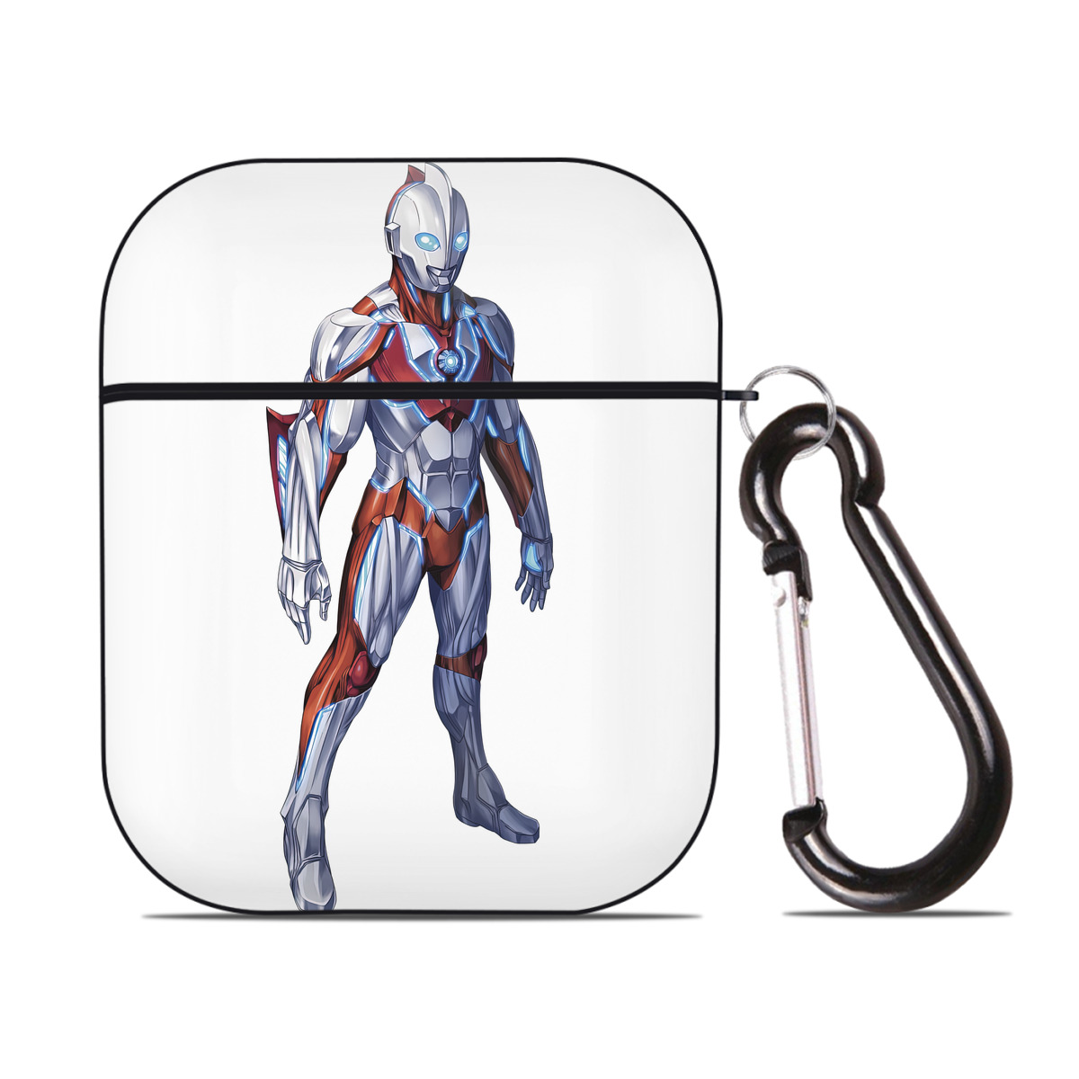 （画像用） ウルトラマン Ultraman AirPods 第2世代保護ケース ハードシェル ブラック 耐衝撃・防指紋・カラビナ付き