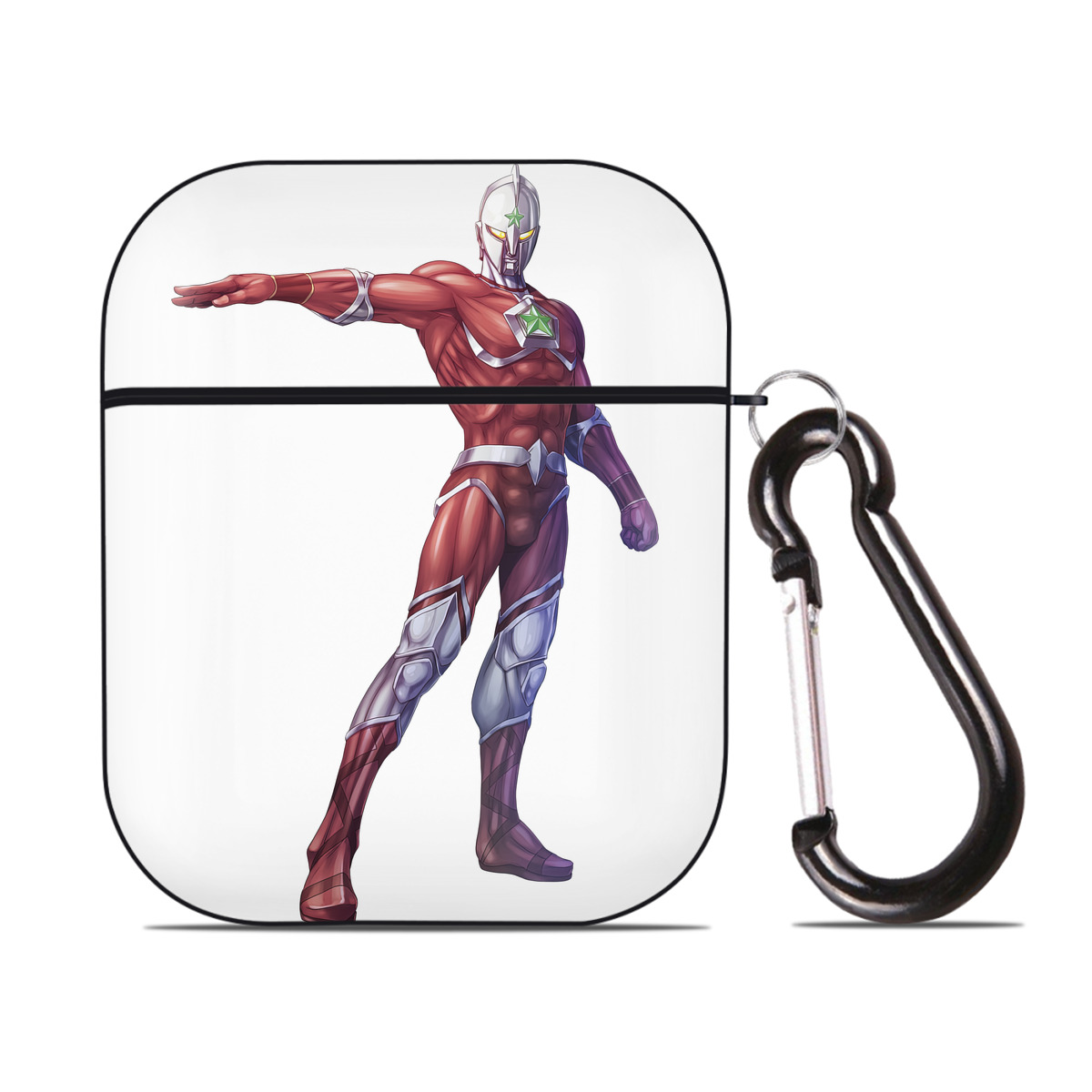 （画像用） ウルトラマン Ultraman AirPods 第2世代保護ケース ハードシェル ブラック 耐衝撃・防指紋・カラビナ付き