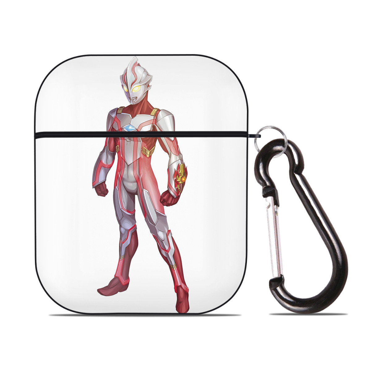 （画像用） ウルトラマン Ultraman AirPods 第2世代保護ケース ハードシェル ブラック 耐衝撃・防指紋・カラビナ付き