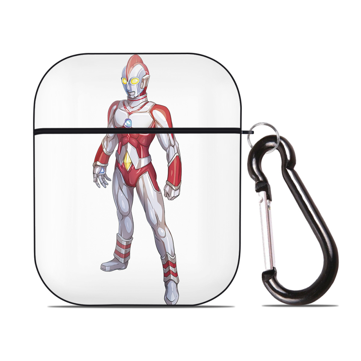 （画像用） ウルトラマン Ultraman AirPods 第2世代保護ケース ハードシェル ブラック 耐衝撃・防指紋・カラビナ付き