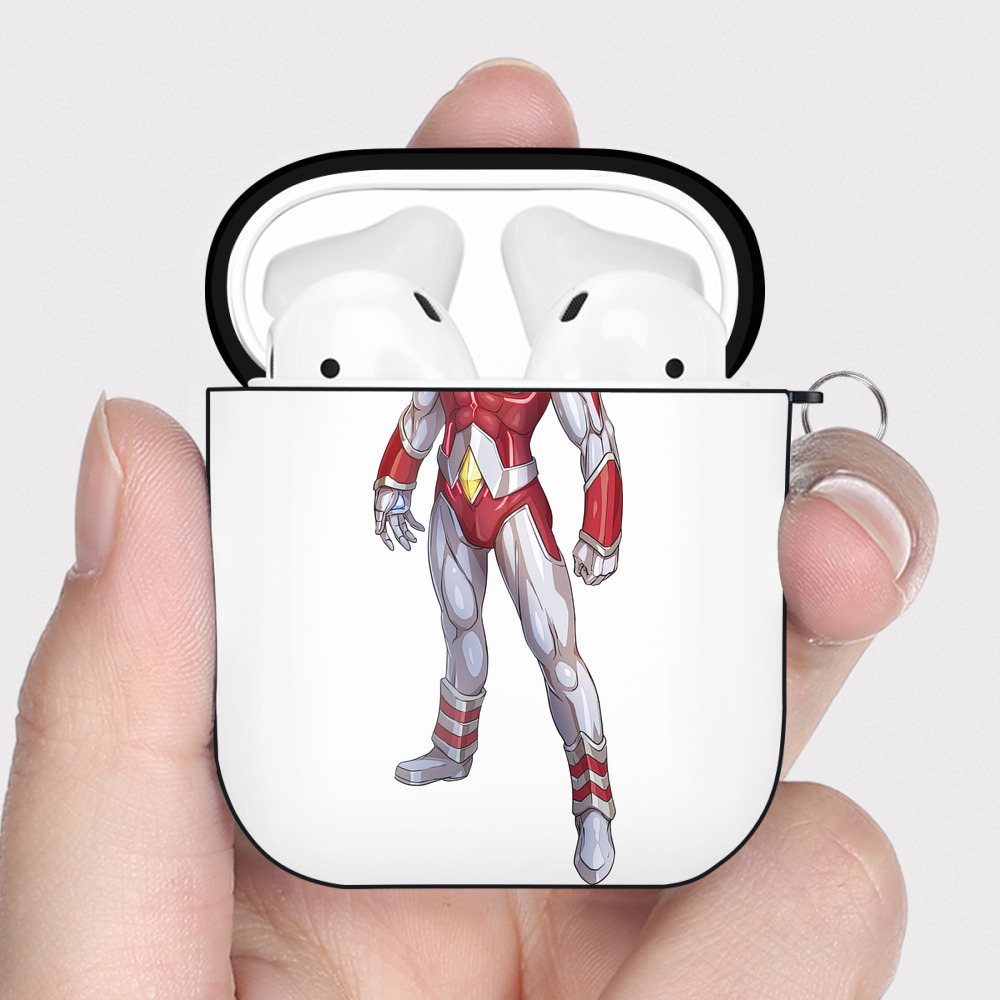 （画像用） ウルトラマン Ultraman AirPods 第2世代保護ケース ハードシェル ブラック 耐衝撃・防指紋・カラビナ付き