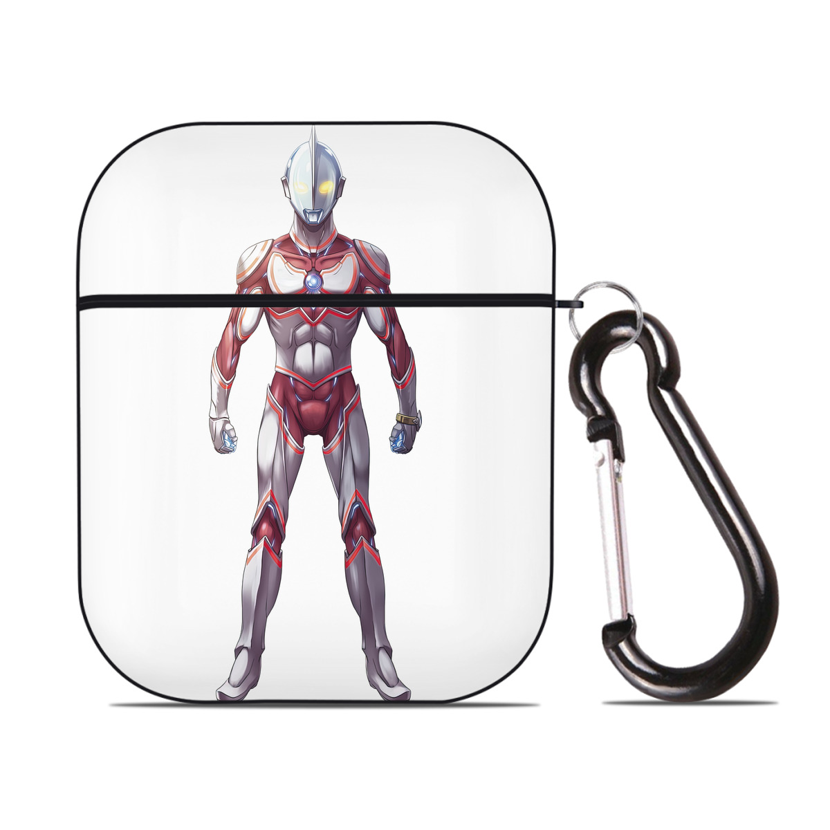 （画像用） ウルトラマン Ultraman AirPods 第2世代保護ケース ハードシェル ブラック 耐衝撃・防指紋・カラビナ付き