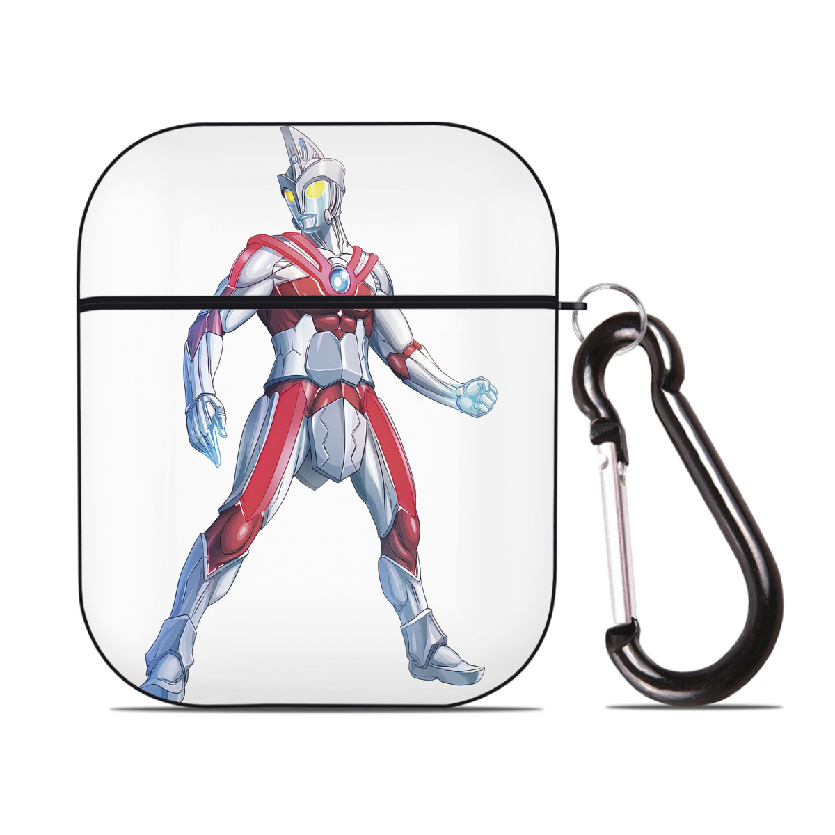 （画像用） ウルトラマン Ultraman AirPods 第2世代保護ケース ハードシェル ブラック 耐衝撃・防指紋・カラビナ付き