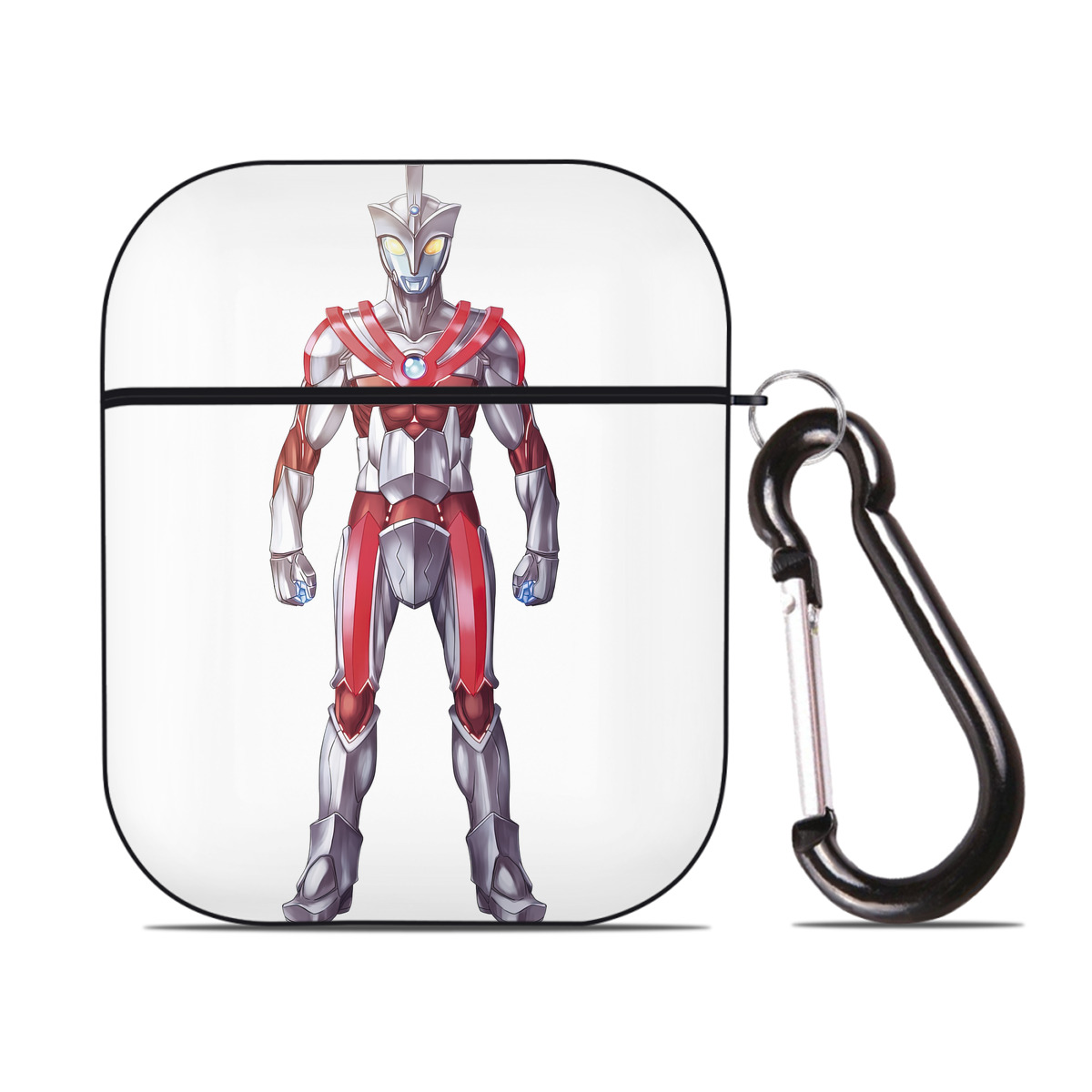 （画像用） ウルトラマン Ultraman AirPods 第2世代保護ケース ハードシェル ブラック 耐衝撃・防指紋・カラビナ付き