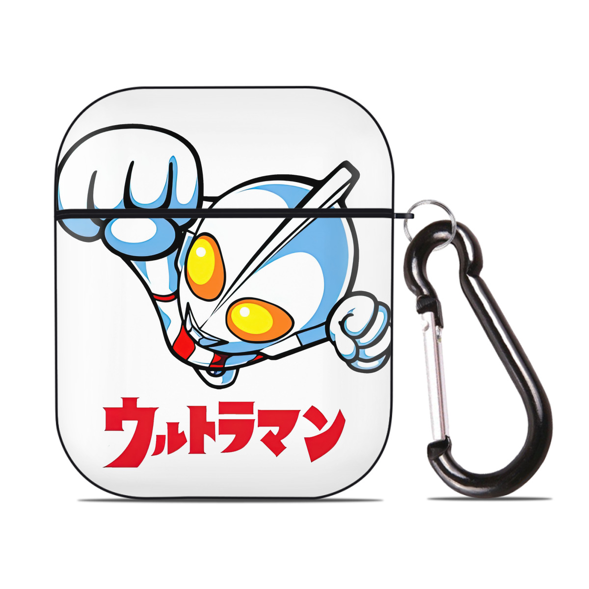 （画像用） ウルトラマン Ultraman AirPods 第2世代保護ケース ハードシェル ブラック 耐衝撃・防指紋・カラビナ付き