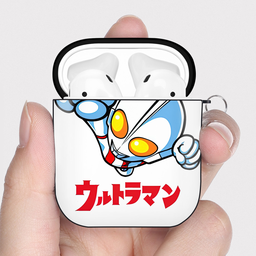 （画像用） ウルトラマン Ultraman AirPods 第2世代保護ケース ハードシェル ブラック 耐衝撃・防指紋・カラビナ付き