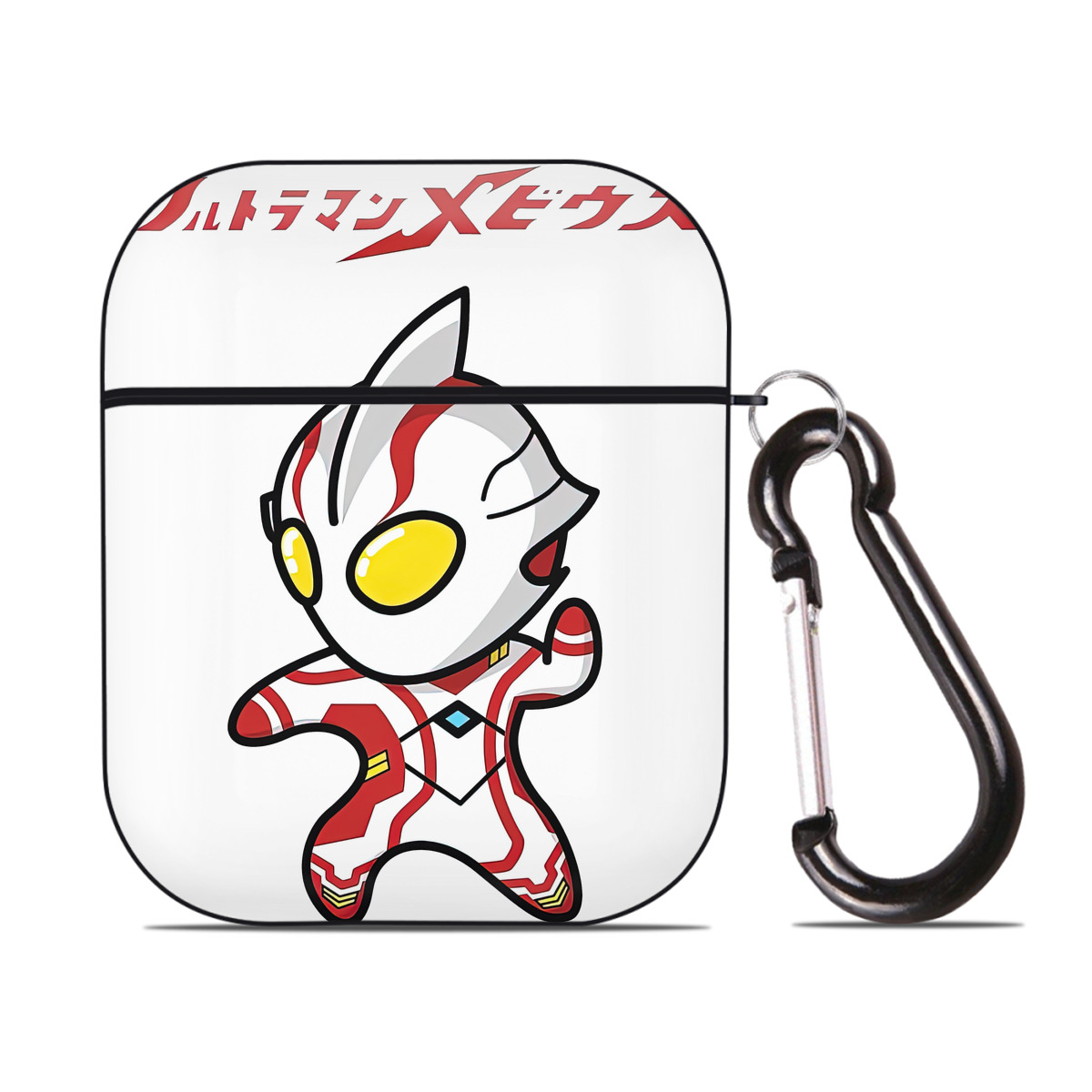 （画像用） ウルトラマン Ultraman AirPods 第2世代保護ケース ハードシェル ブラック 耐衝撃・防指紋・カラビナ付き