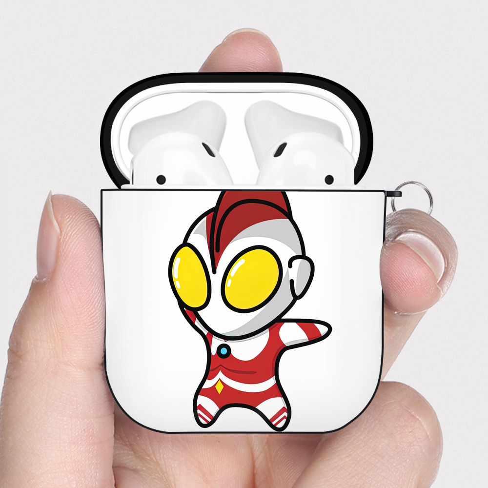 （画像用） ウルトラマン Ultraman AirPods 第2世代保護ケース ハードシェル ブラック 耐衝撃・防指紋・カラビナ付き