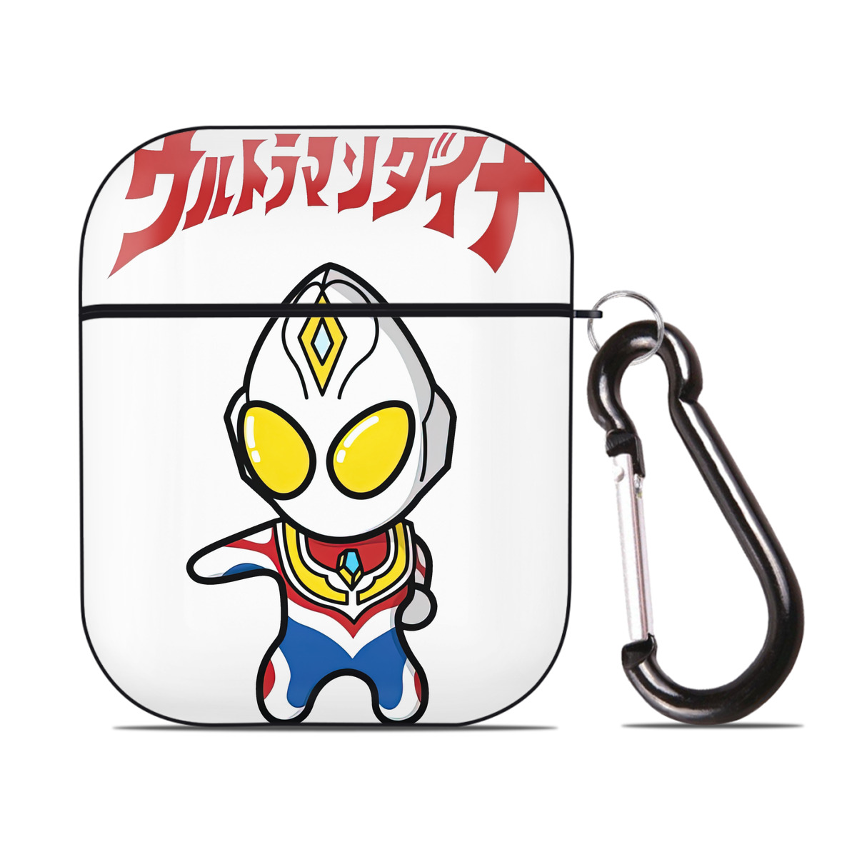 （画像用） ウルトラマン Ultraman AirPods 第2世代保護ケース ハードシェル ブラック 耐衝撃・防指紋・カラビナ付き