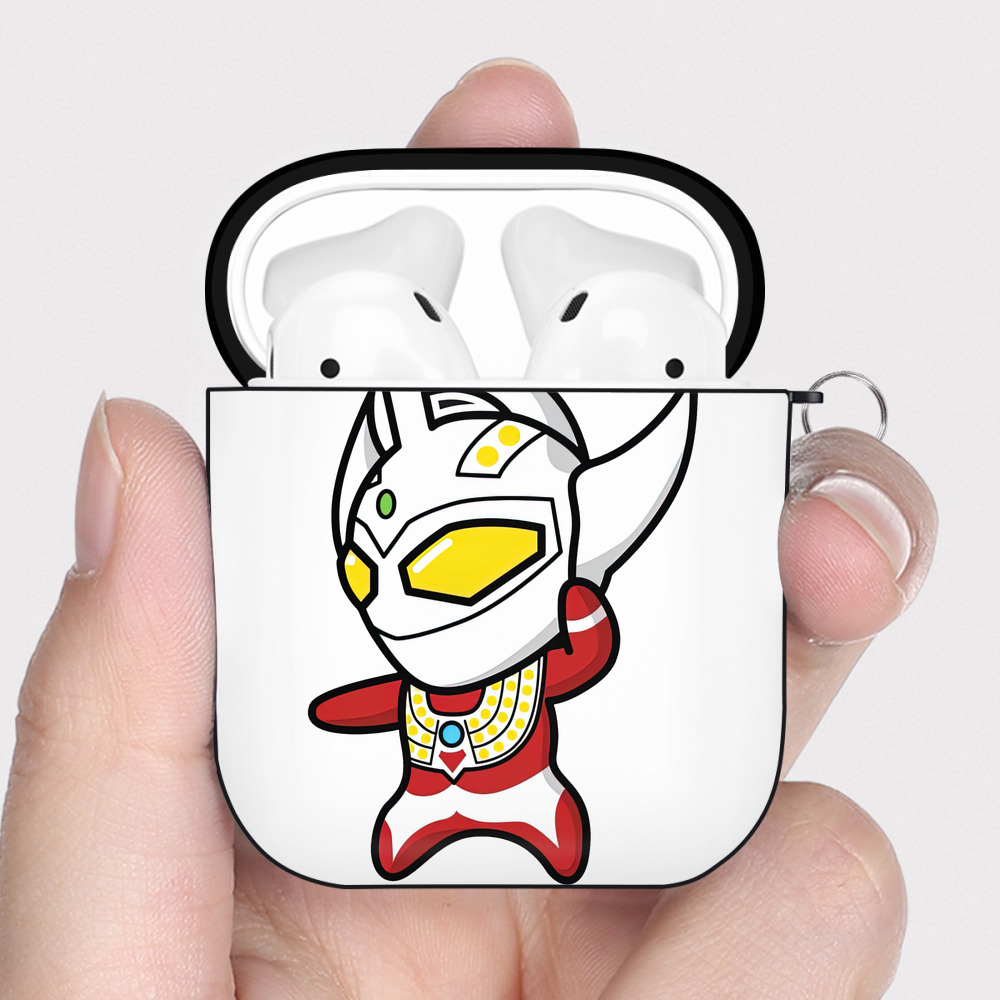 （画像用） ウルトラマン Ultraman AirPods 第2世代保護ケース ハードシェル ブラック 耐衝撃・防指紋・カラビナ付き