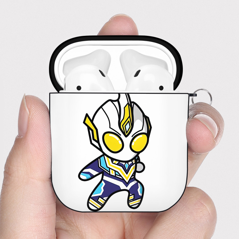 （画像用） ウルトラマン Ultraman AirPods 第2世代保護ケース ハードシェル ブラック 耐衝撃・防指紋・カラビナ付き