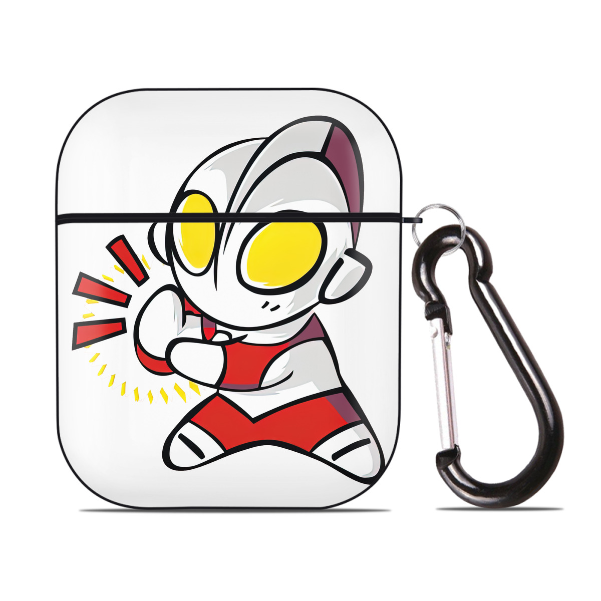 （画像用） ウルトラマン Ultraman AirPods 第2世代保護ケース ハードシェル ブラック 耐衝撃・防指紋・カラビナ付き