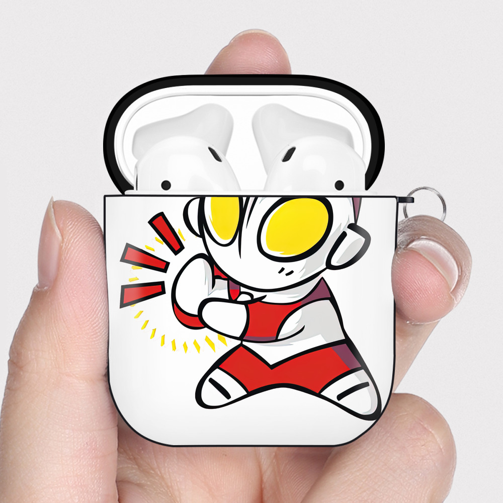 （画像用） ウルトラマン Ultraman AirPods 第2世代保護ケース ハードシェル ブラック 耐衝撃・防指紋・カラビナ付き