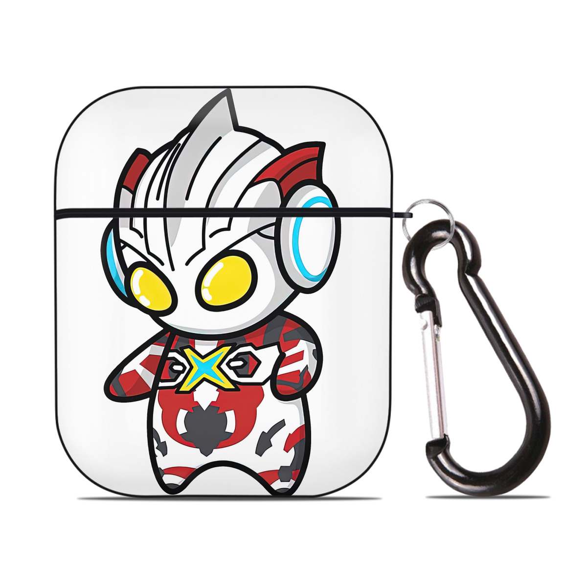 （画像用） ウルトラマン Ultraman AirPods 第2世代保護ケース ハードシェル ブラック 耐衝撃・防指紋・カラビナ付き