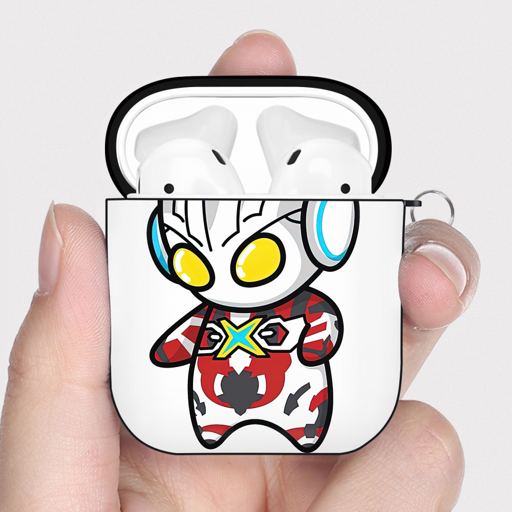（画像用） ウルトラマン Ultraman AirPods 第2世代保護ケース ハードシェル ブラック 耐衝撃・防指紋・カラビナ付き
