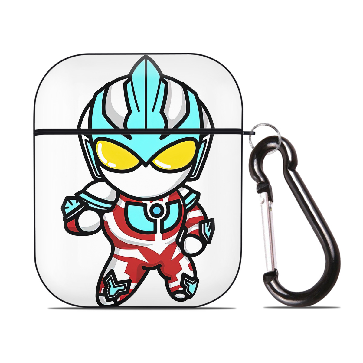 （画像用） ウルトラマン Ultraman AirPods 第2世代保護ケース ハードシェル ブラック 耐衝撃・防指紋・カラビナ付き