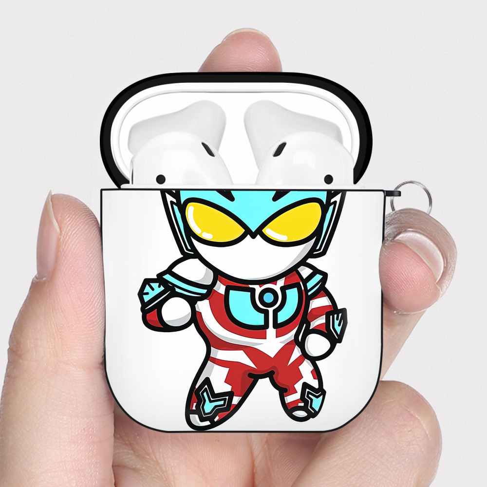 （画像用） ウルトラマン Ultraman AirPods 第2世代保護ケース ハードシェル ブラック 耐衝撃・防指紋・カラビナ付き