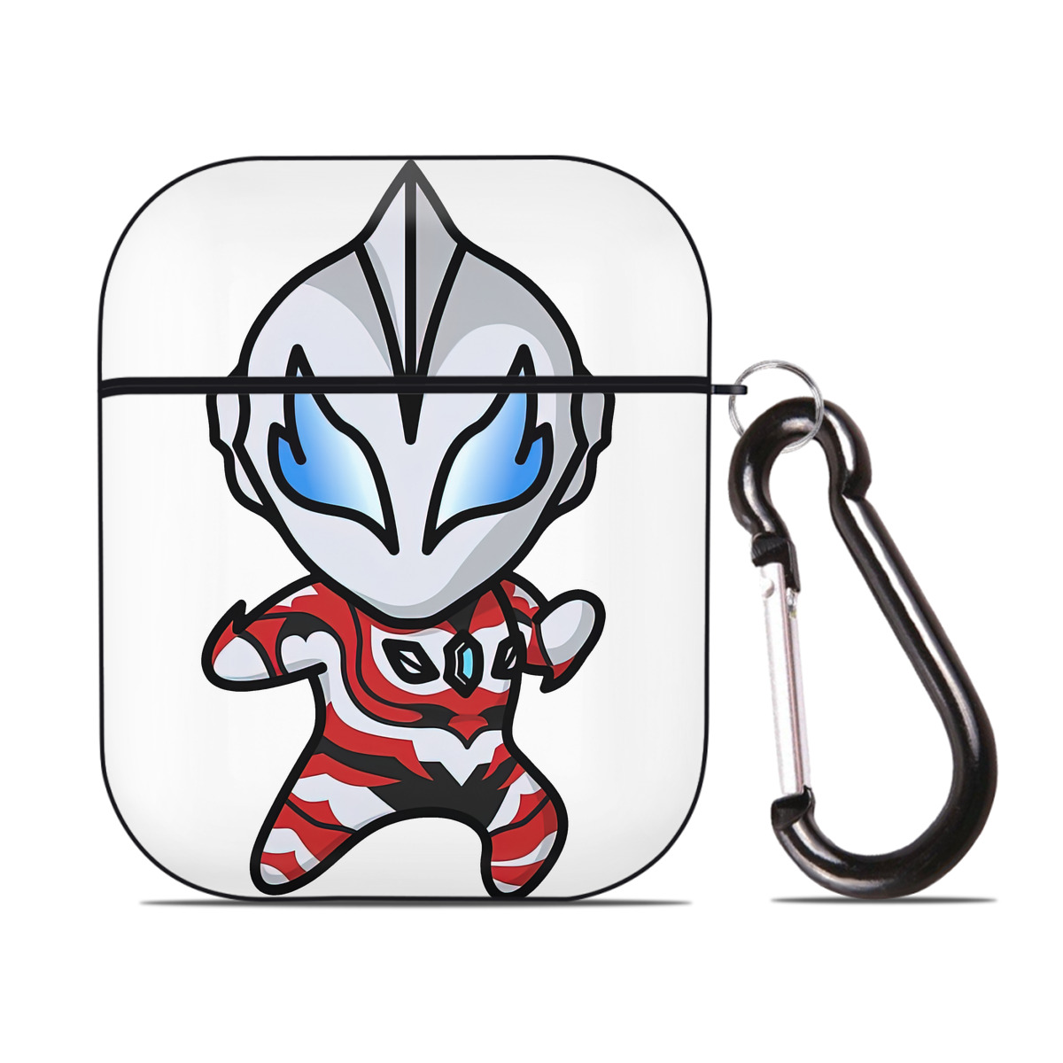 （画像用） ウルトラマン Ultraman AirPods 第2世代保護ケース ハードシェル ブラック 耐衝撃・防指紋・カラビナ付き