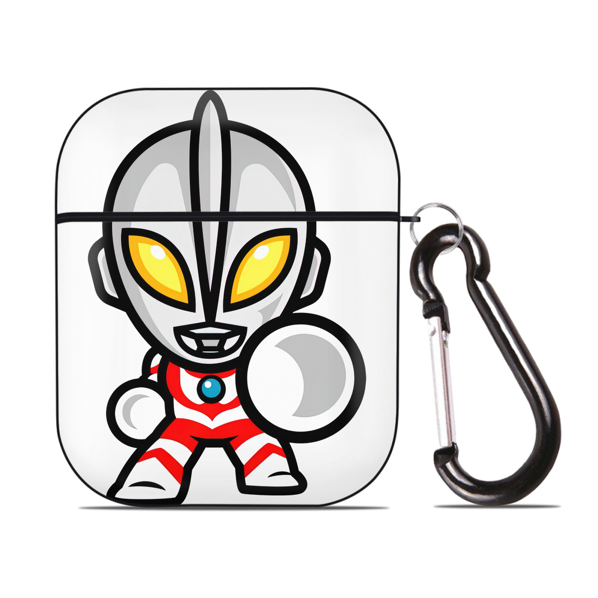 （画像用） ウルトラマン Ultraman AirPods 第2世代保護ケース ハードシェル ブラック 耐衝撃・防指紋・カラビナ付き