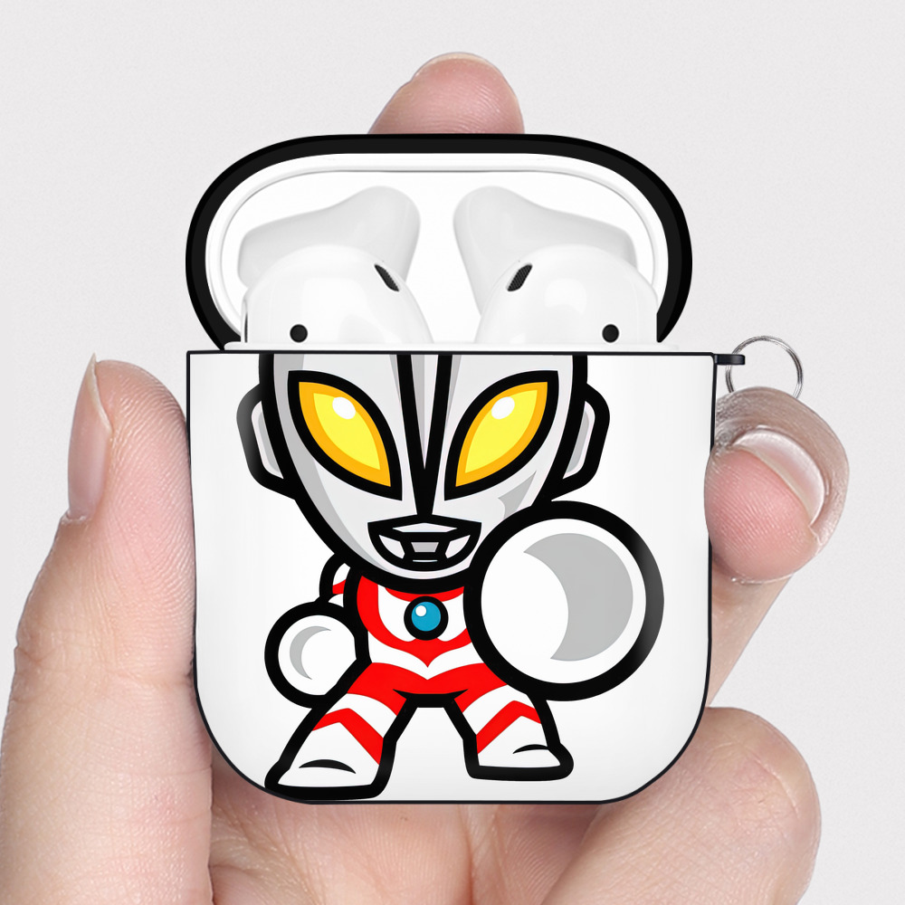 （画像用） ウルトラマン Ultraman AirPods 第2世代保護ケース ハードシェル ブラック 耐衝撃・防指紋・カラビナ付き