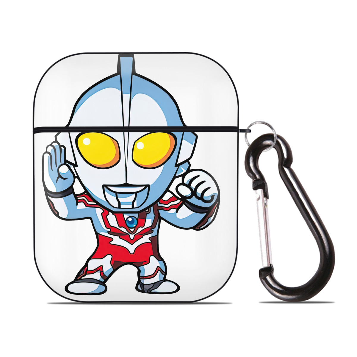 （画像用） ウルトラマン Ultraman AirPods 第2世代保護ケース ハードシェル ブラック 耐衝撃・防指紋・カラビナ付き