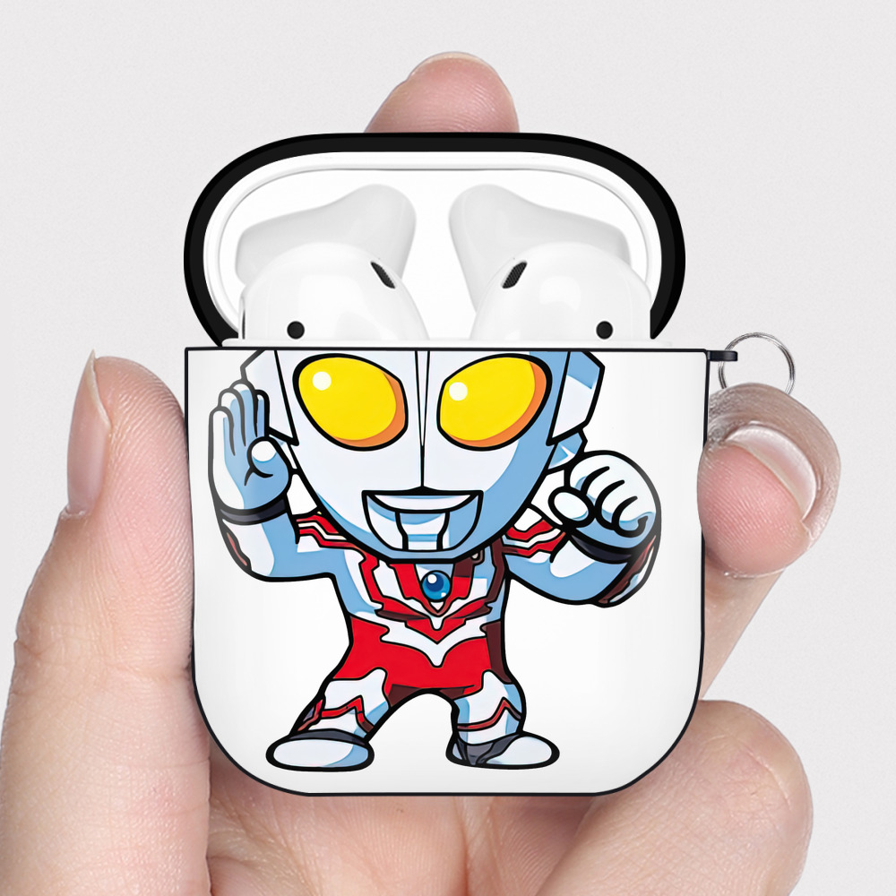 （画像用） ウルトラマン Ultraman AirPods 第2世代保護ケース ハードシェル ブラック 耐衝撃・防指紋・カラビナ付き