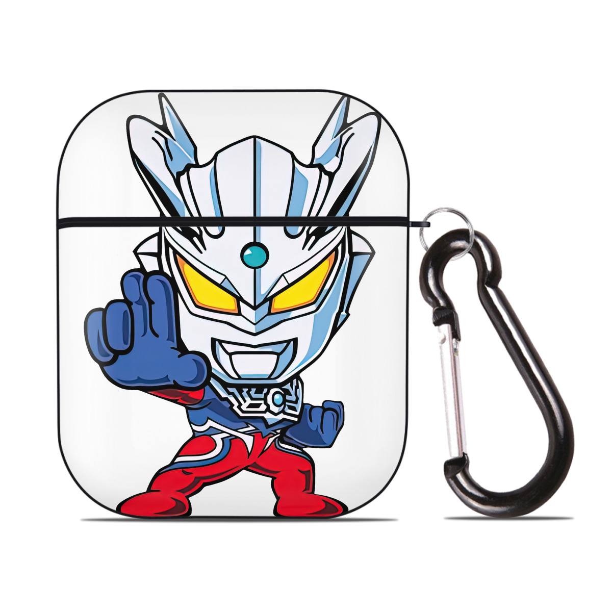 （画像用） ウルトラマン Ultraman AirPods 第2世代保護ケース ハードシェル ブラック 耐衝撃・防指紋・カラビナ付き