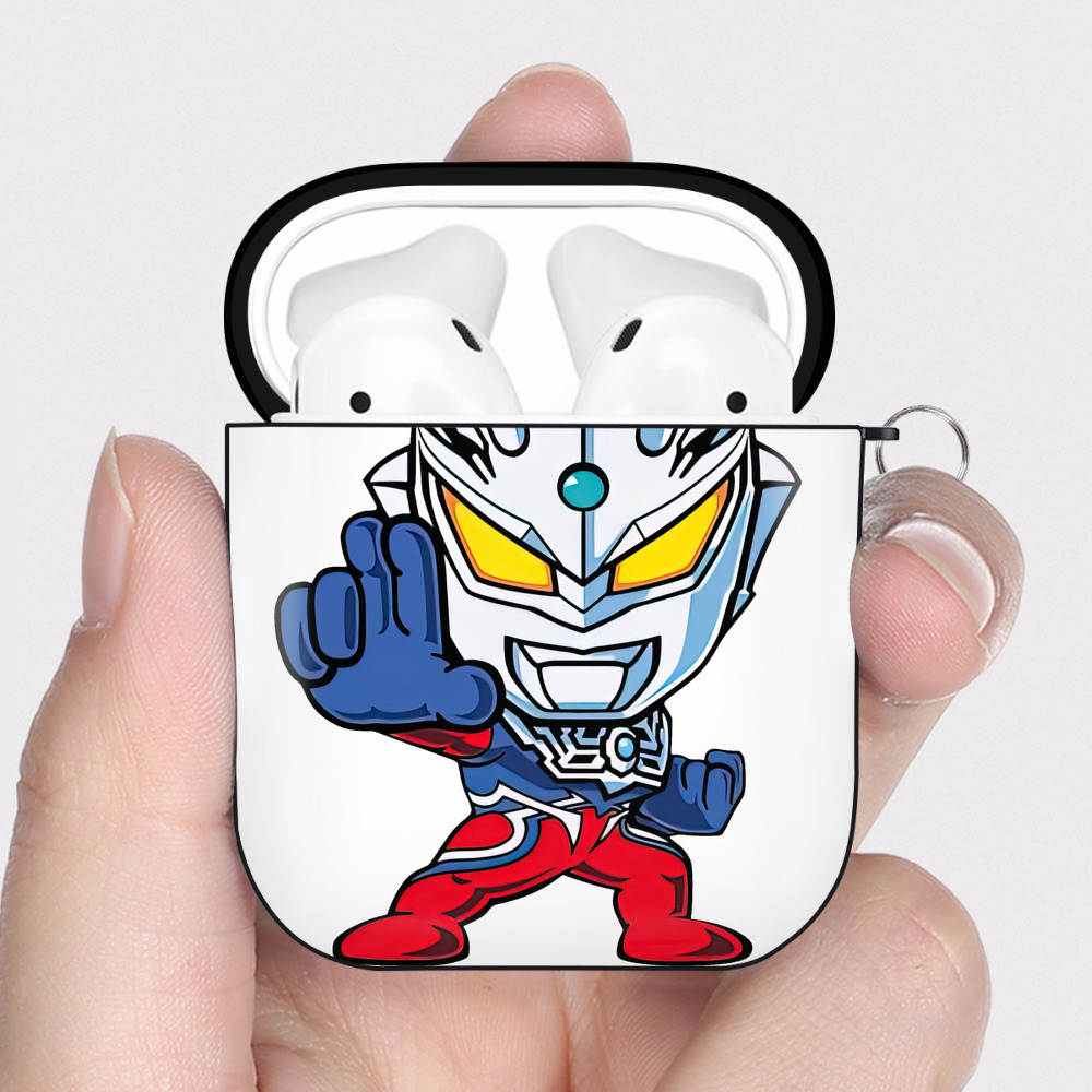 （画像用） ウルトラマン Ultraman AirPods 第2世代保護ケース ハードシェル ブラック 耐衝撃・防指紋・カラビナ付き