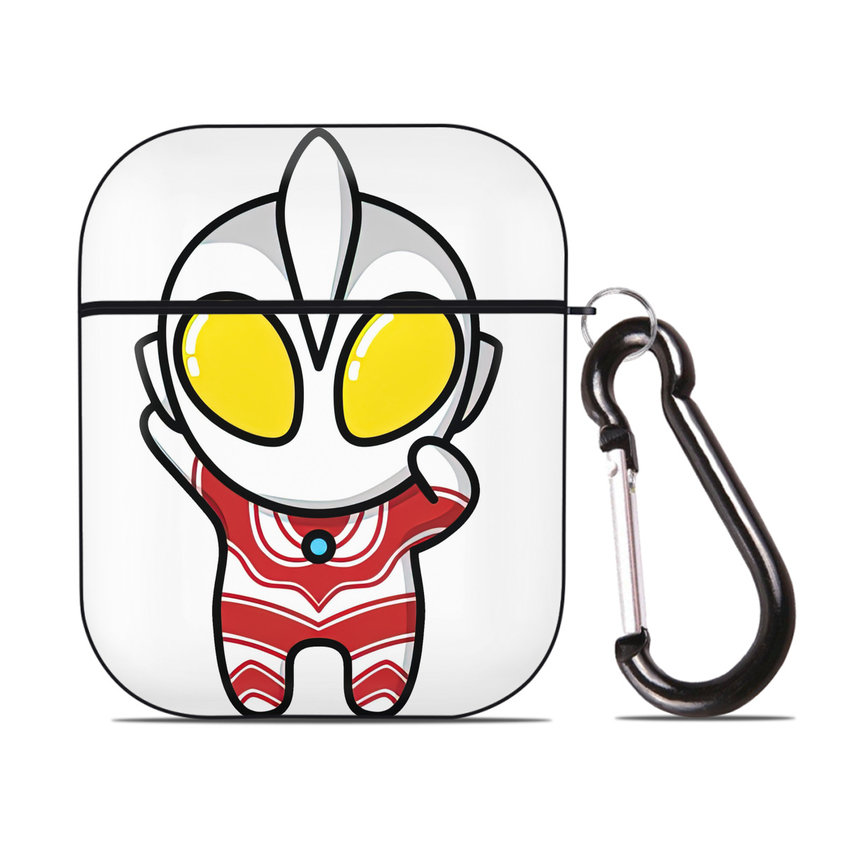 （画像用） ウルトラマン Ultraman AirPods 第2世代保護ケース ハードシェル ブラック 耐衝撃・防指紋・カラビナ付き